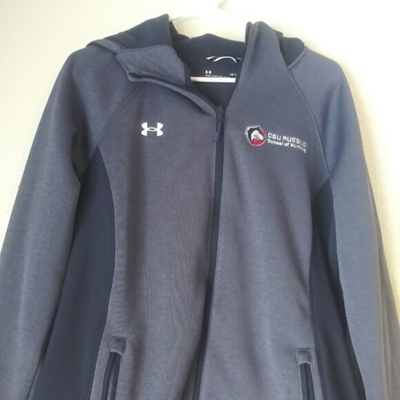 Under Armour women's size blue, red and white hooded jacket - Picture 2 of 16